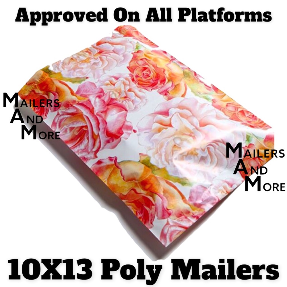50 10X13 Poly Mailers Watercolor Roses PRICE IS FIRM - Picture 3 of 9